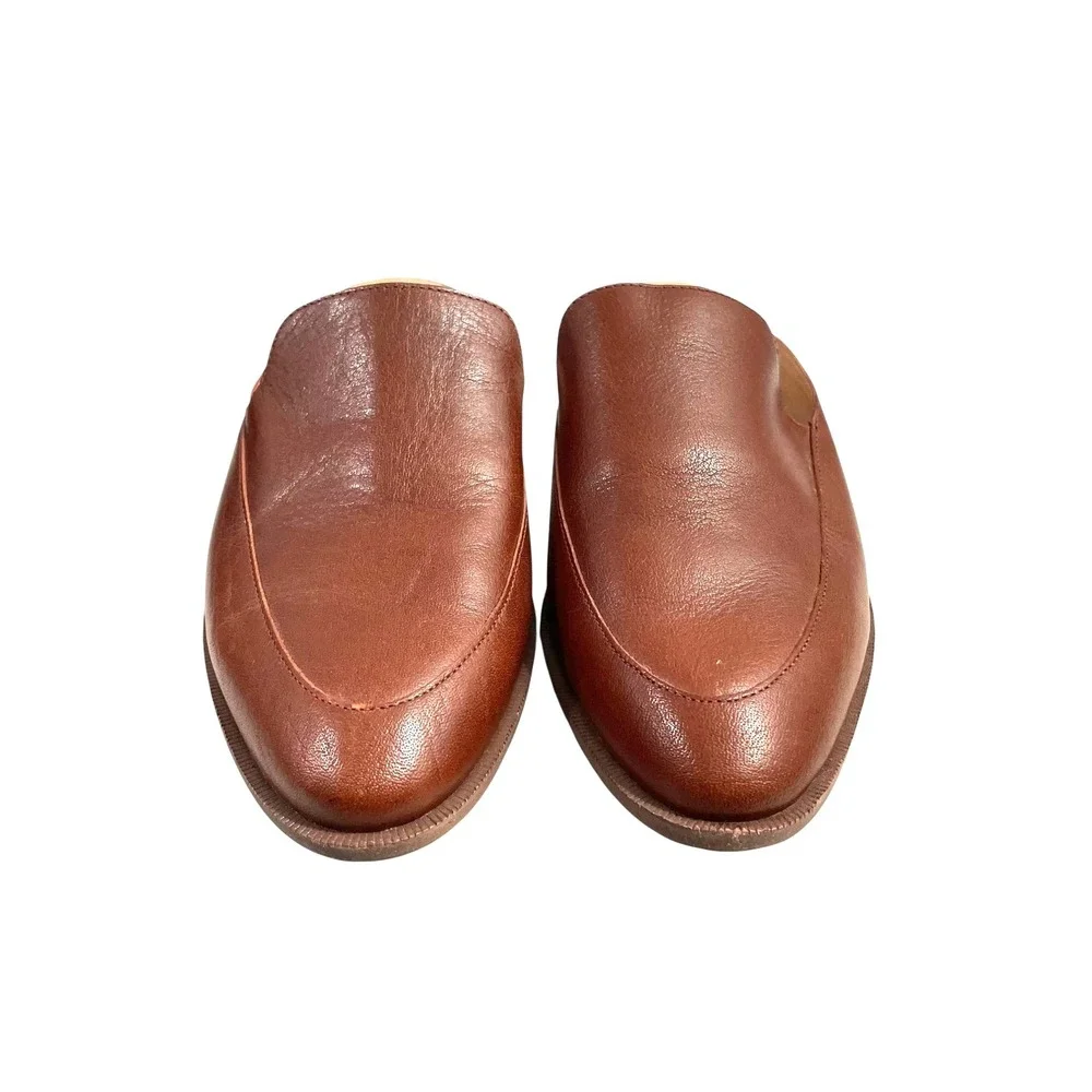 Madewell The Frances slide on leather‎ Loafer Mule Size 8 cognac brown